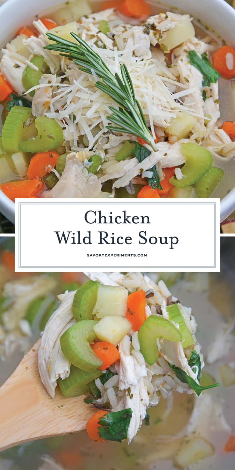 This 20-Minute Wild Rice Chicken Soup is an incredibly easy but flavorful 20 minute meal made with two kitchen hacks that will make your life so much easier! It'll become a winter soup staple in your home! #chickensoup #chickenwildricesoup www.savoryexperiments.com