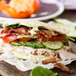 piled turkey BLT with avocado