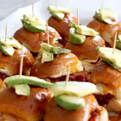 BBQ bacon turkey slider sandwich recipes topped with avocado