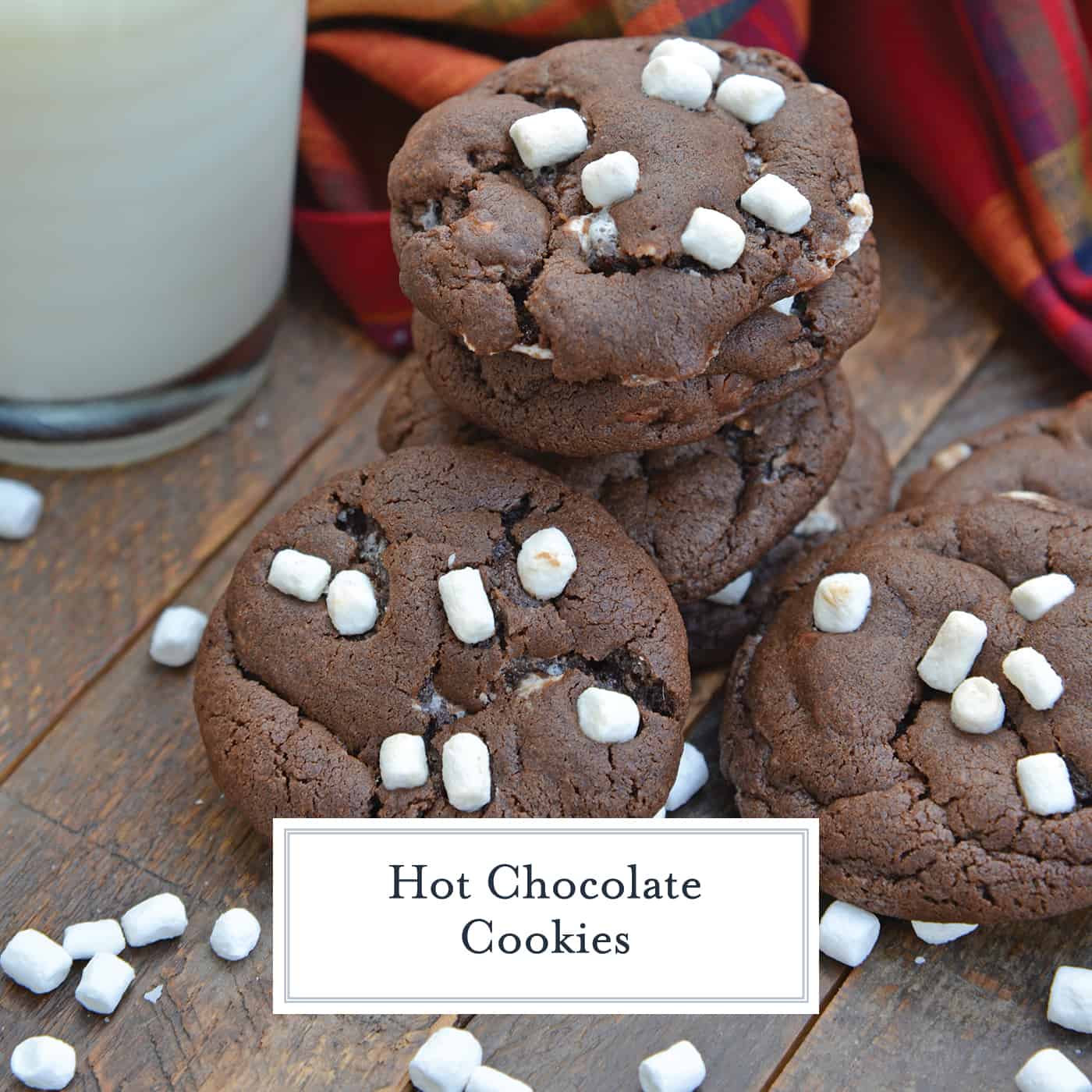 Hot Chocolate Cookies are must-make Christmas cookies! A favorite chocolate sugar cookie recipe with marshmallows, you'll never be able to eat just one! #hotchocolatecookies #chocolatesugarcookiesrecipe #christmascookies www.savoryexperiments.com