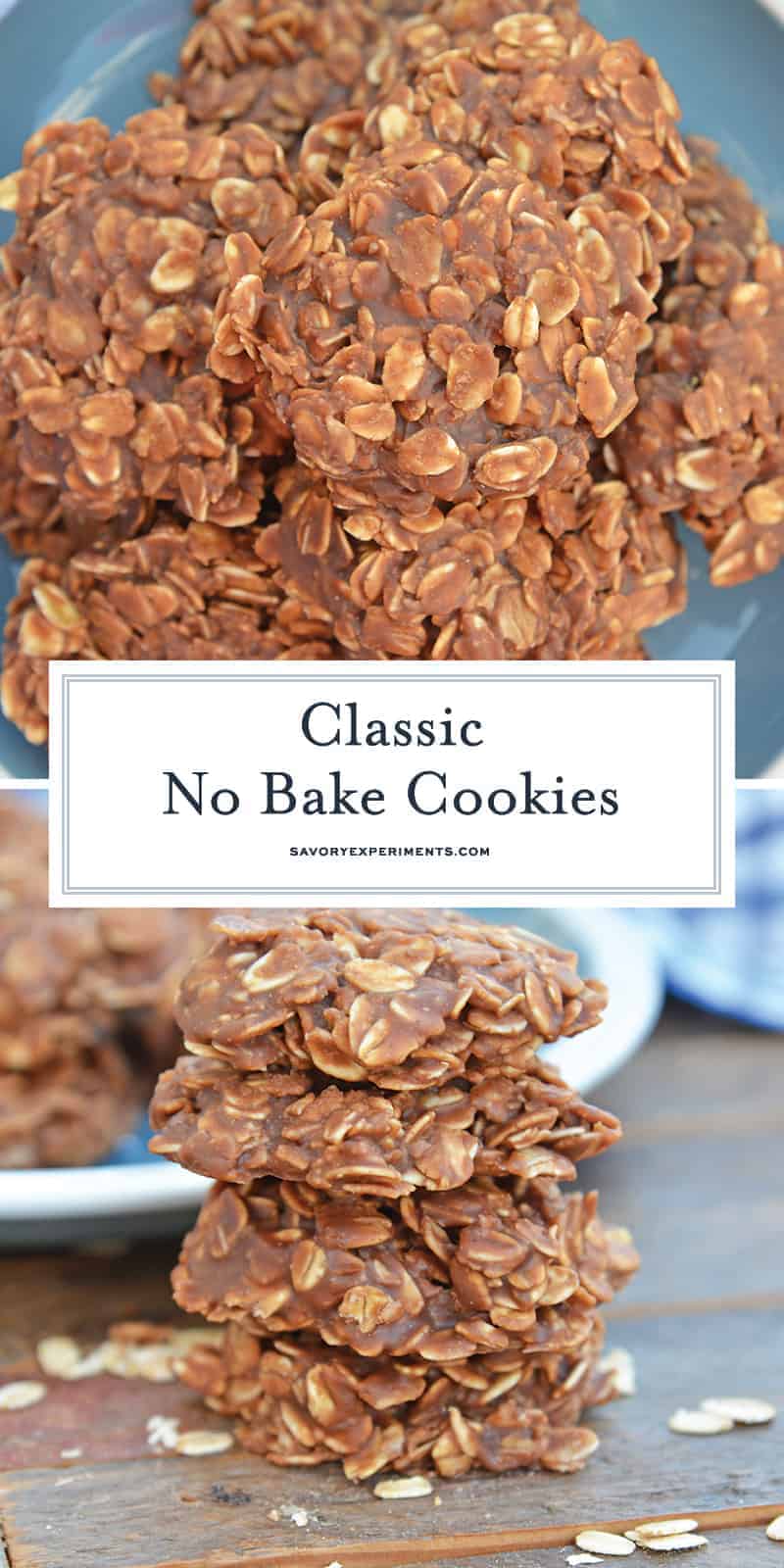 If you've always thought oatmeal no bake cookies were difficult, this classic no bake cookie recipe will change your mind. With these tips, you'll end up with the perfect peanut butter no bake cookies every time! #oatmealnobakecookies #classicnobakecookies www.savoryexperiments.com