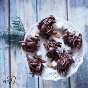 Rocky road no bake cookies on a white tray