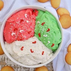 This Christmas Dunkaroo Dip recipe is a quick, sweet and festive holiday dessert dip that the entire family will love. Ready in just a few minutes! #dunkaroodiprecipe #dessertdips #howtomakedunkaroodip www.savoryexperiments.com