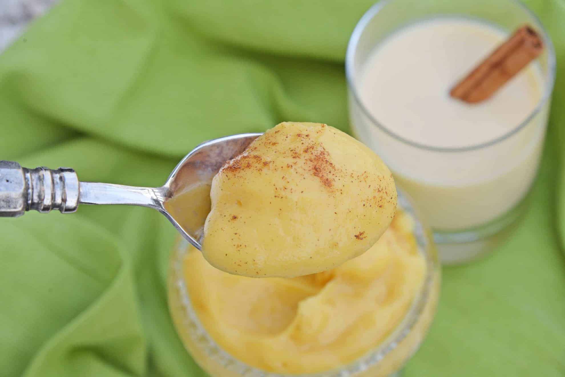 This 5-Minute Eggnog Pudding is one of the tastiest homemade pudding recipes you'll ever make, with instant pudding and a few festive ingredients! #puddingrecipes #eggnogpudding #homemadepudding www.savoryexperiments.com