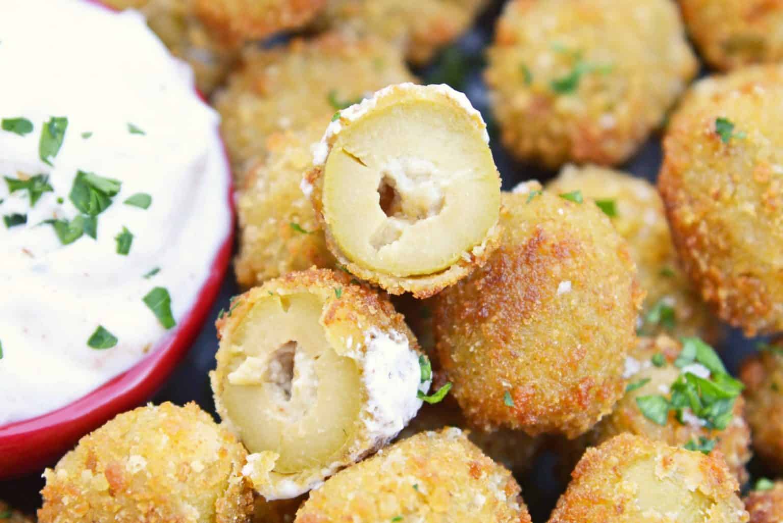 Fried Blue Cheese Stuffed Olives Easy Olive Recipes