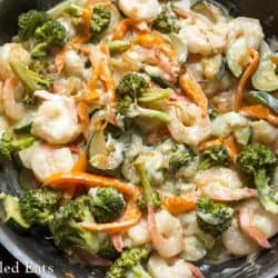 Shrimp and veggies in a skillet - skillet meals