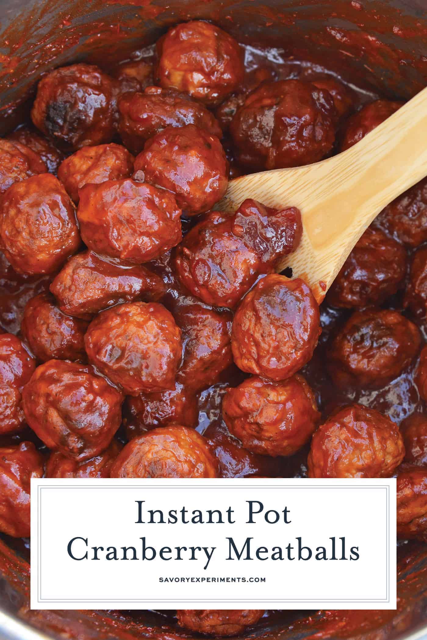 These Cranberry Chili Meatballs, made with only 4 ingredients, will become your go-to cocktail meatballs recipe! The perfect appetizer for any gathering! #partymeatballs #instantpotmeatballs #cocktailmeatballs www.savoryexperiments.com