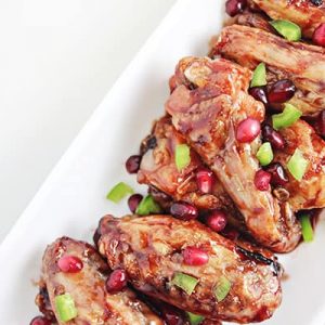 chicken wings with pomegranate jalapeno sauce