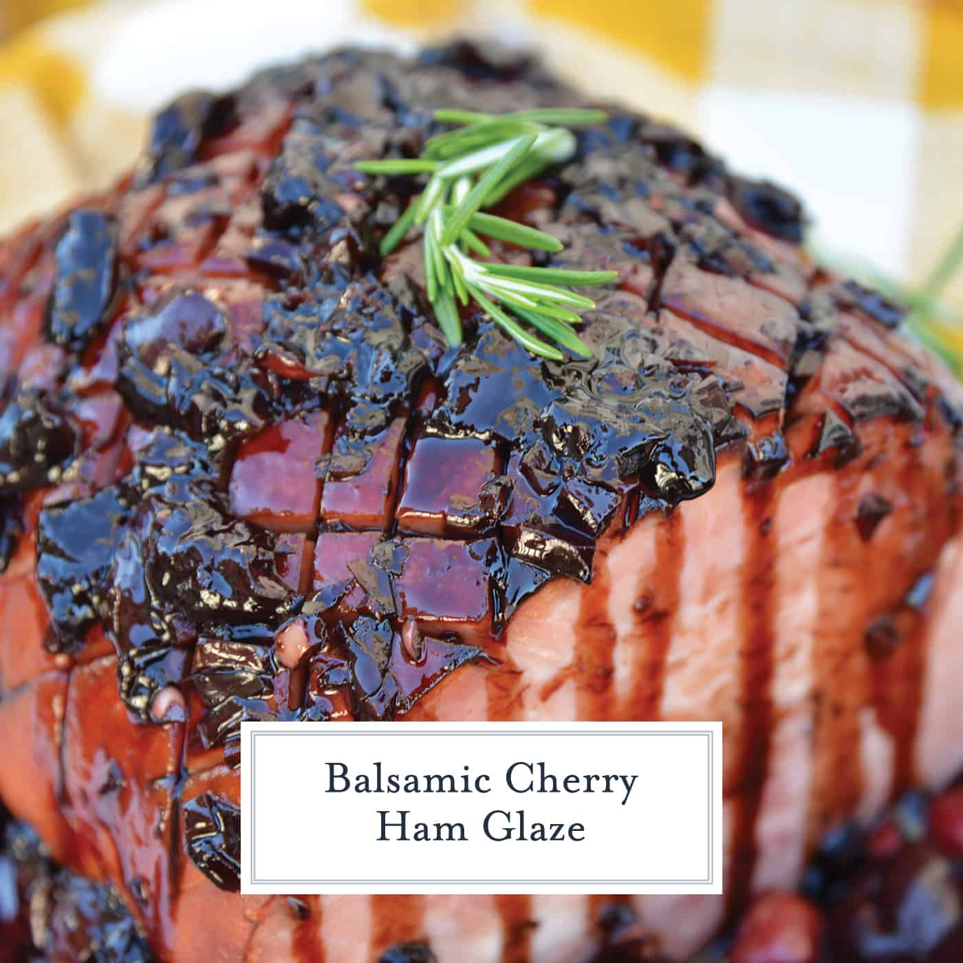 Balsamic Cherry Ham Glaze is an easy ham glaze for your Christmas ham or any baked ham throughout the year. Tart cherries, balsamic vinegar and brown sugar lend bold flavors. #hamglaze #christmasham #hamrecipe www.savoryexperiments.com 