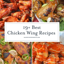 collage of chicken wing recipes