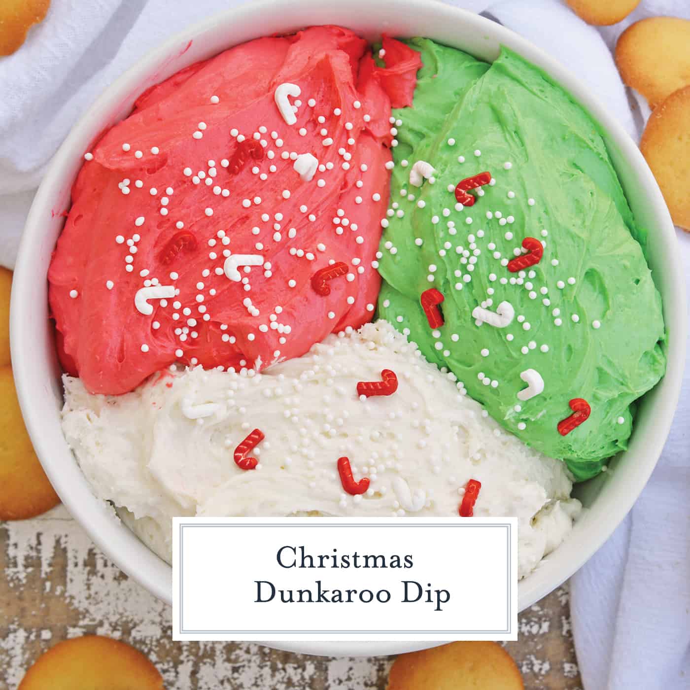 This Christmas Dunkaroo Dip recipe is a quick, sweet and festive holiday dessert dip that the entire family will love. Ready in just a few minutes! #dunkaroodiprecipe #dessertdips #howtomakedunkaroodip www.savoryexperiments.com