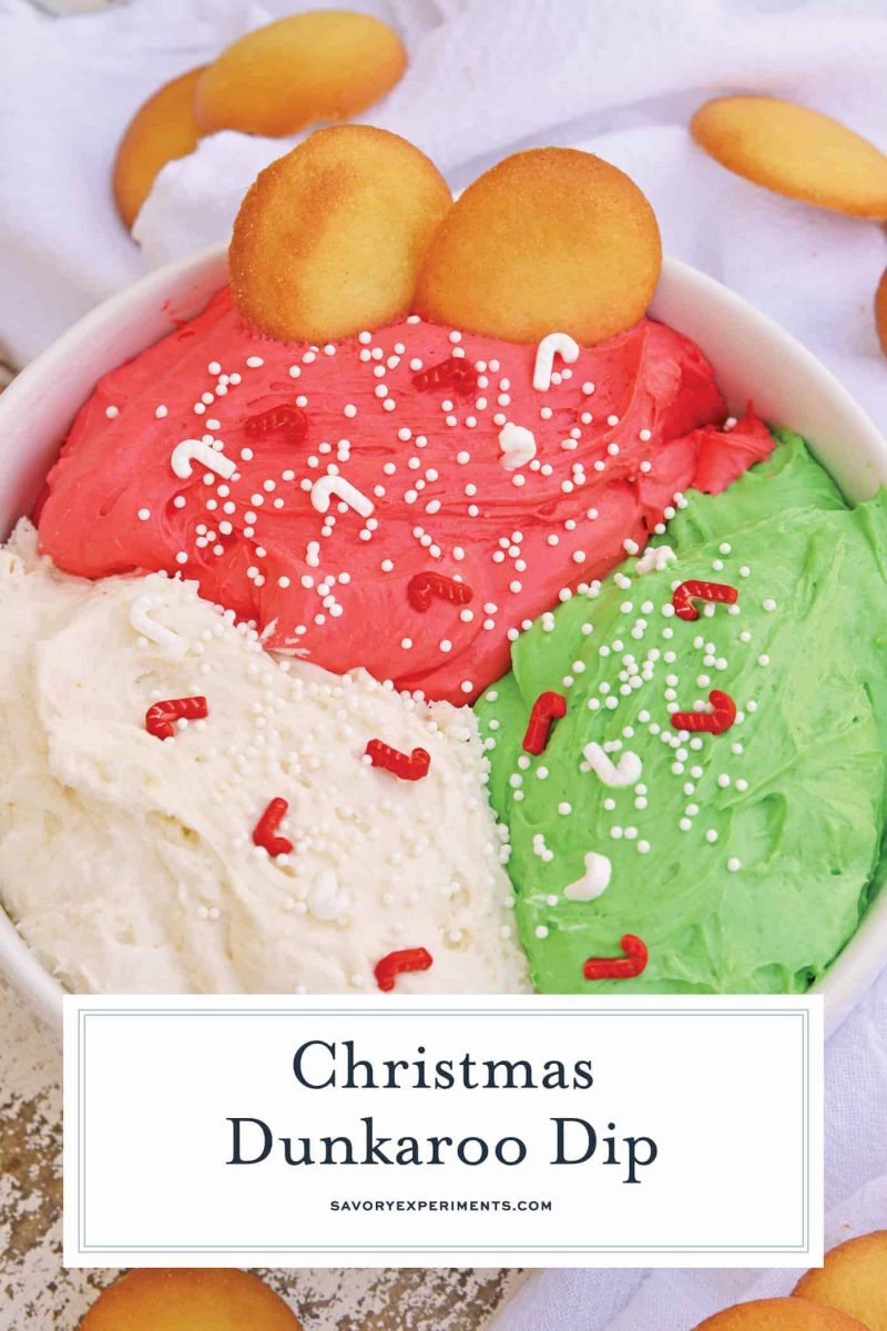 This Christmas Dunkaroo Dip recipe is a quick, sweet and festive holiday dessert dip that the entire family will love. Ready in just a few minutes! #dunkaroodiprecipe #dessertdips #howtomakedunkaroodip www.savoryexperiments.com