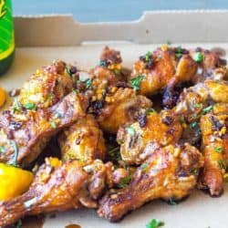 close up of sticky wings