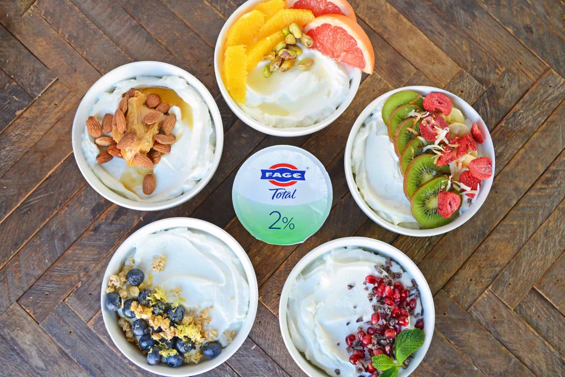 Discover 5 unique yogurt bowls using fresh fruit, natural sweeteners and nuts to help keep you on track for a healthy lifestyle while still feeling satisfied. #yogurtbowls www.savoryexperiments.com 