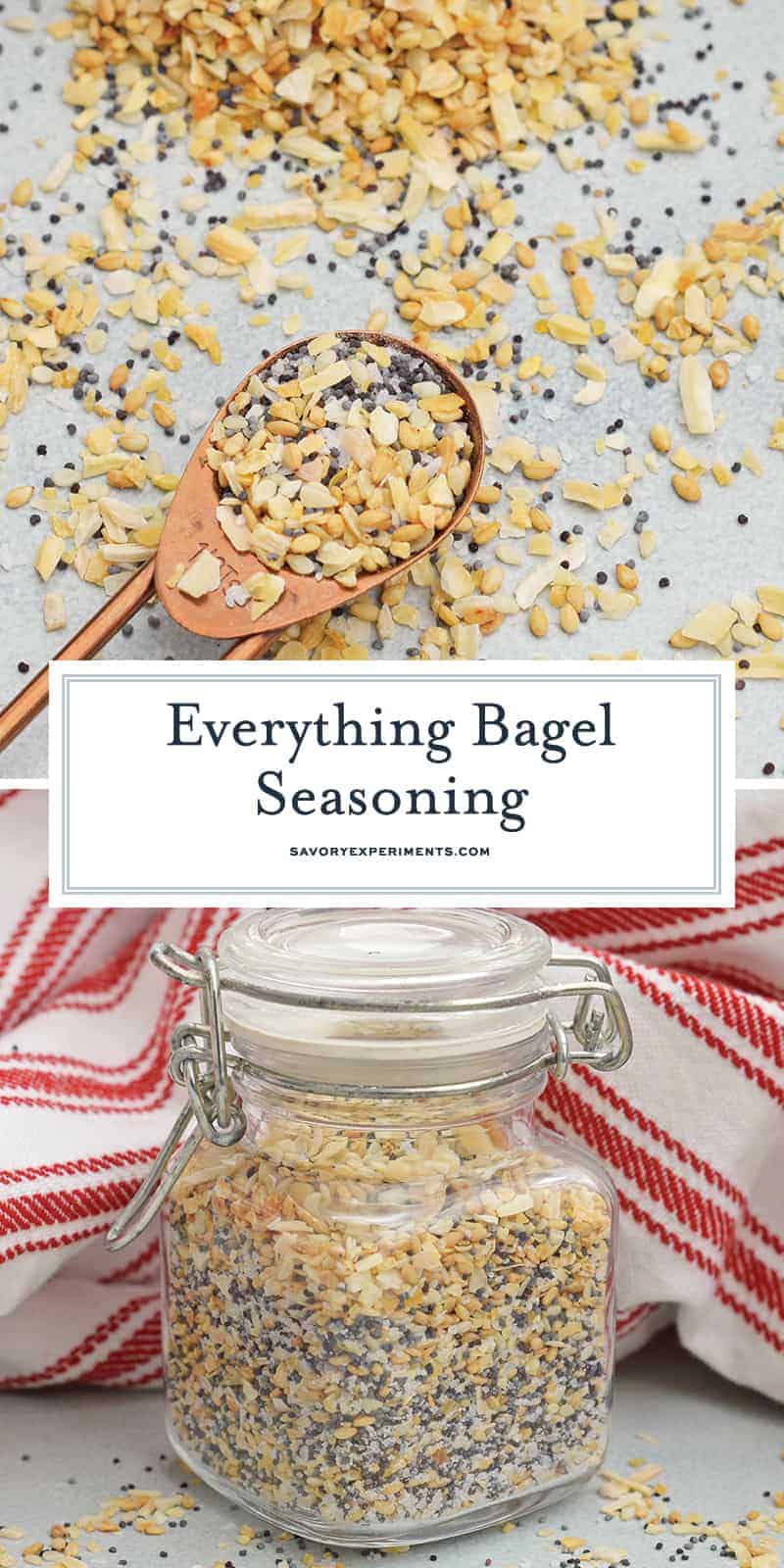 Everything Bagel Seasoning is all of the flavor and goodness of the everything bagel spices so you can sprinkle it on anything! Five ingredients you already have in your pantry. #everythingbagel #everythingbagelseasoning www.savoryexperiments.com