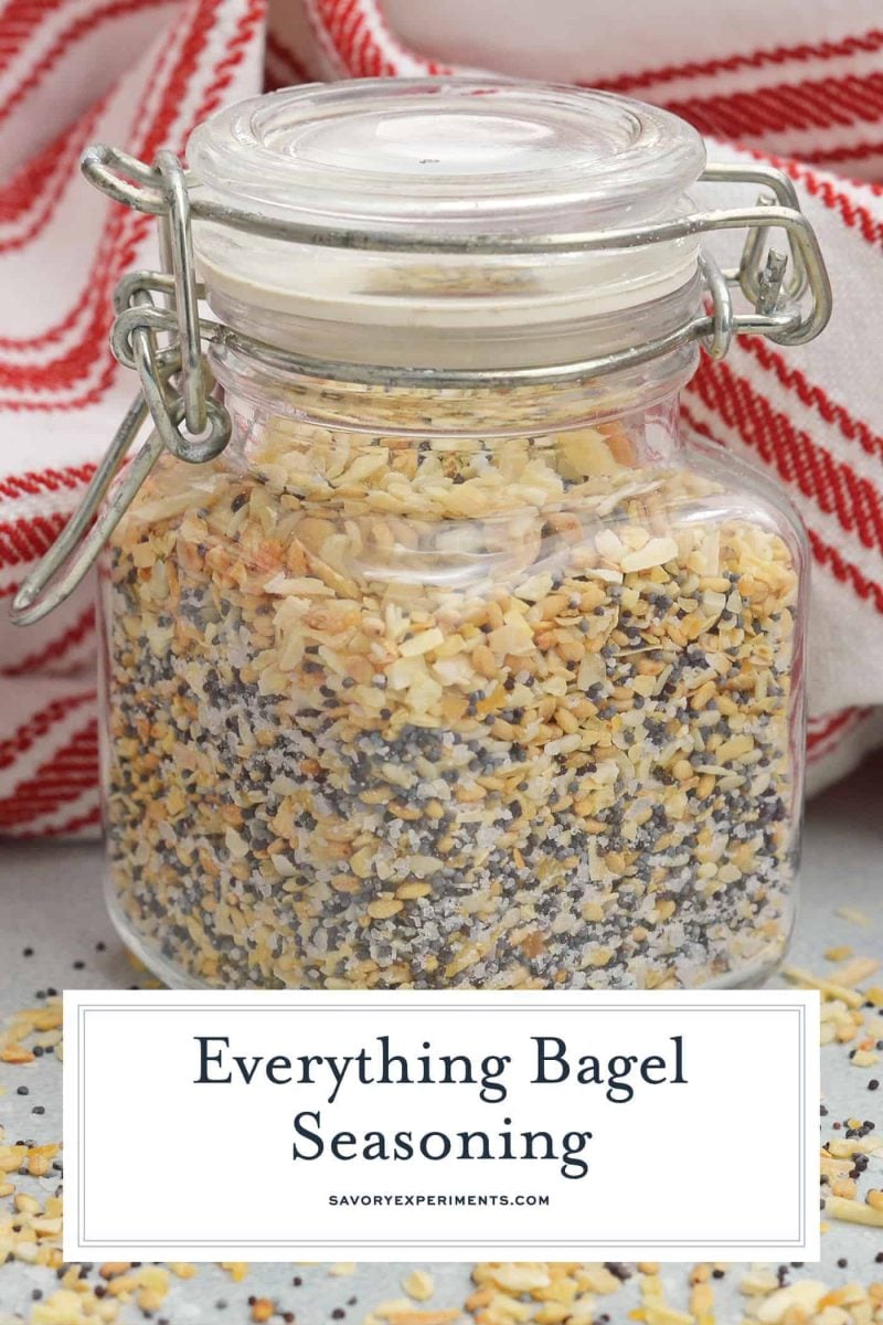 Everything Bagel Seasoning is all of the flavor and goodness of the everything bagel spices so you can sprinkle it on anything! Five ingredients you already have in your pantry. #everythingbagel #everythingbagelseasoning www.savoryexperiments.com