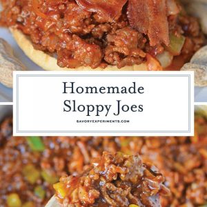 Homemade Sloppy Joes are so easy to make! Use my special sweet heat sloppy Joe sauce recipe with ground pork, beef, chicken or even turkey! #homemadesloppyjoes #sloppyjoesauce #sloppyjoerecipe www.savoryexperiments.com
