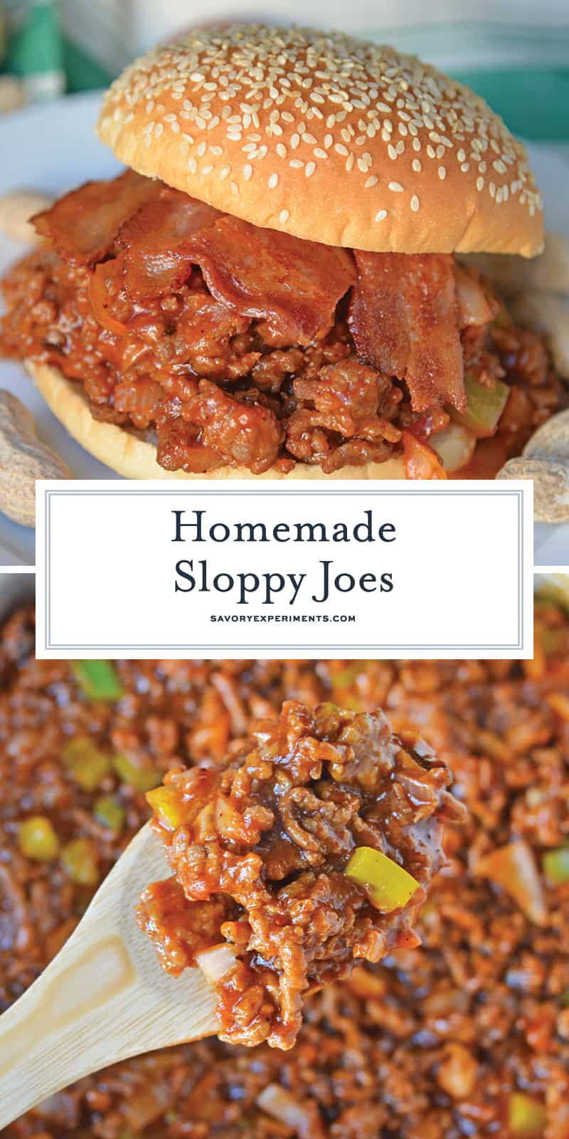 Homemade Sloppy Joes are so easy to make! Use my special sweet heat sloppy Joe sauce recipe with ground pork, beef, chicken or even turkey! #homemadesloppyjoes #sloppyjoesauce #sloppyjoerecipe www.savoryexperiments.com 