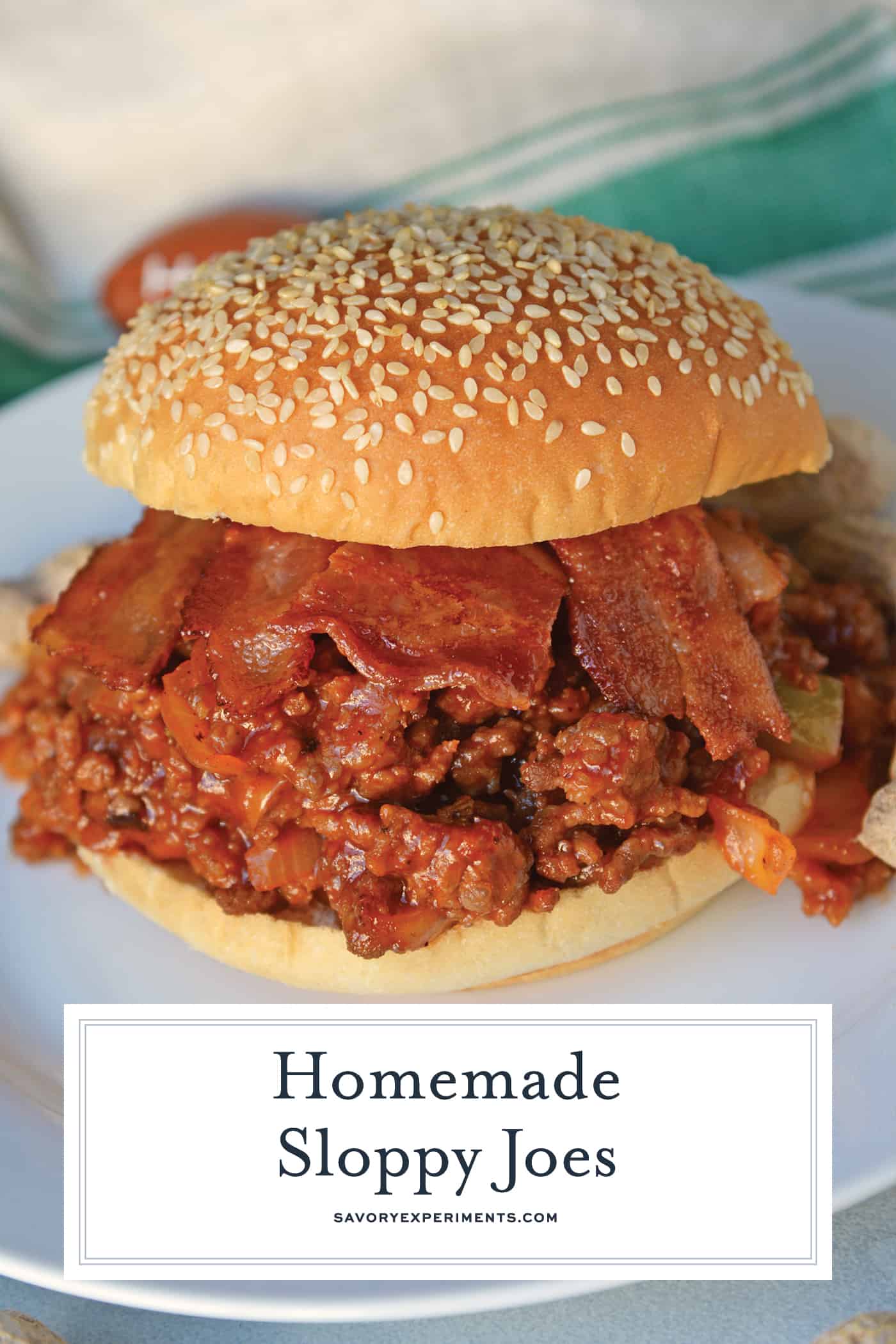 angled shot of sloppy joe with text overlay