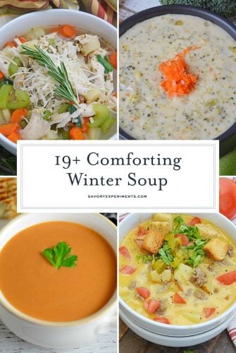 collage of winter soups
