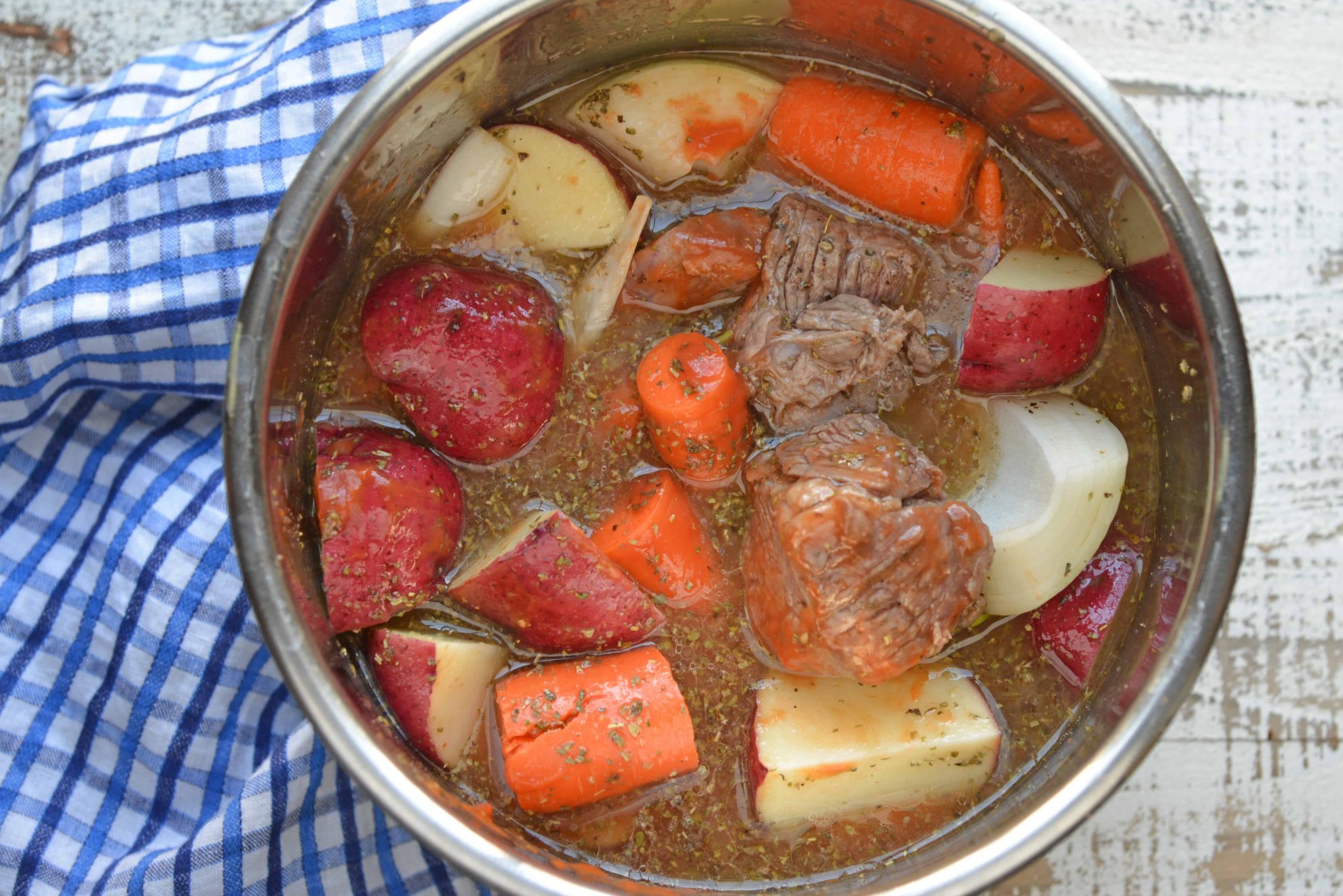 Pressure Cooker Pot with Pot Roast Ingredients