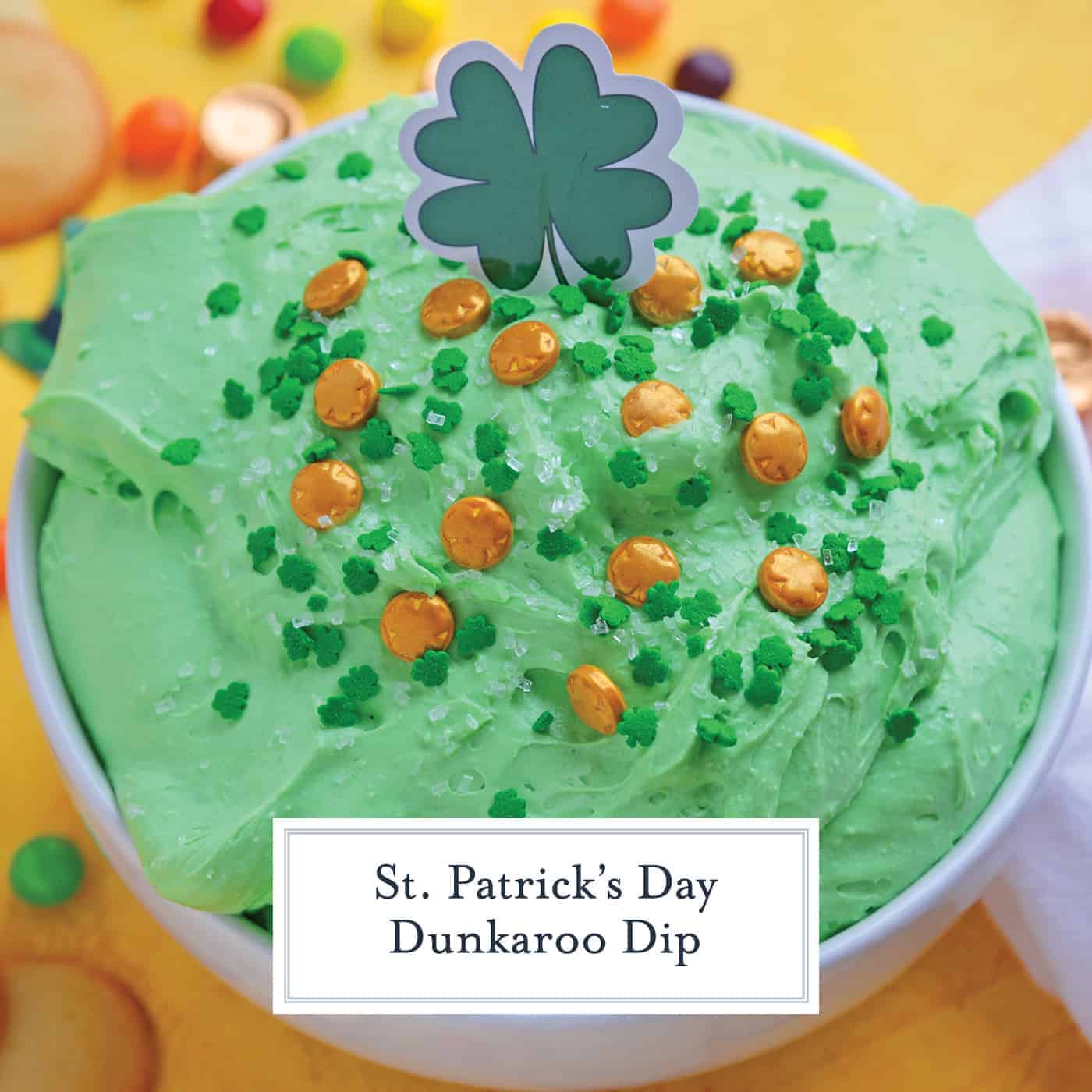 St. Patrick's Day Dunkaroo Dip is a festive green color and served with Nilla Wafers, perfect for any St. Patrick's Day party for kids or adults. #stpatricksday #dunkaroodip www.savoryexperiments.com 