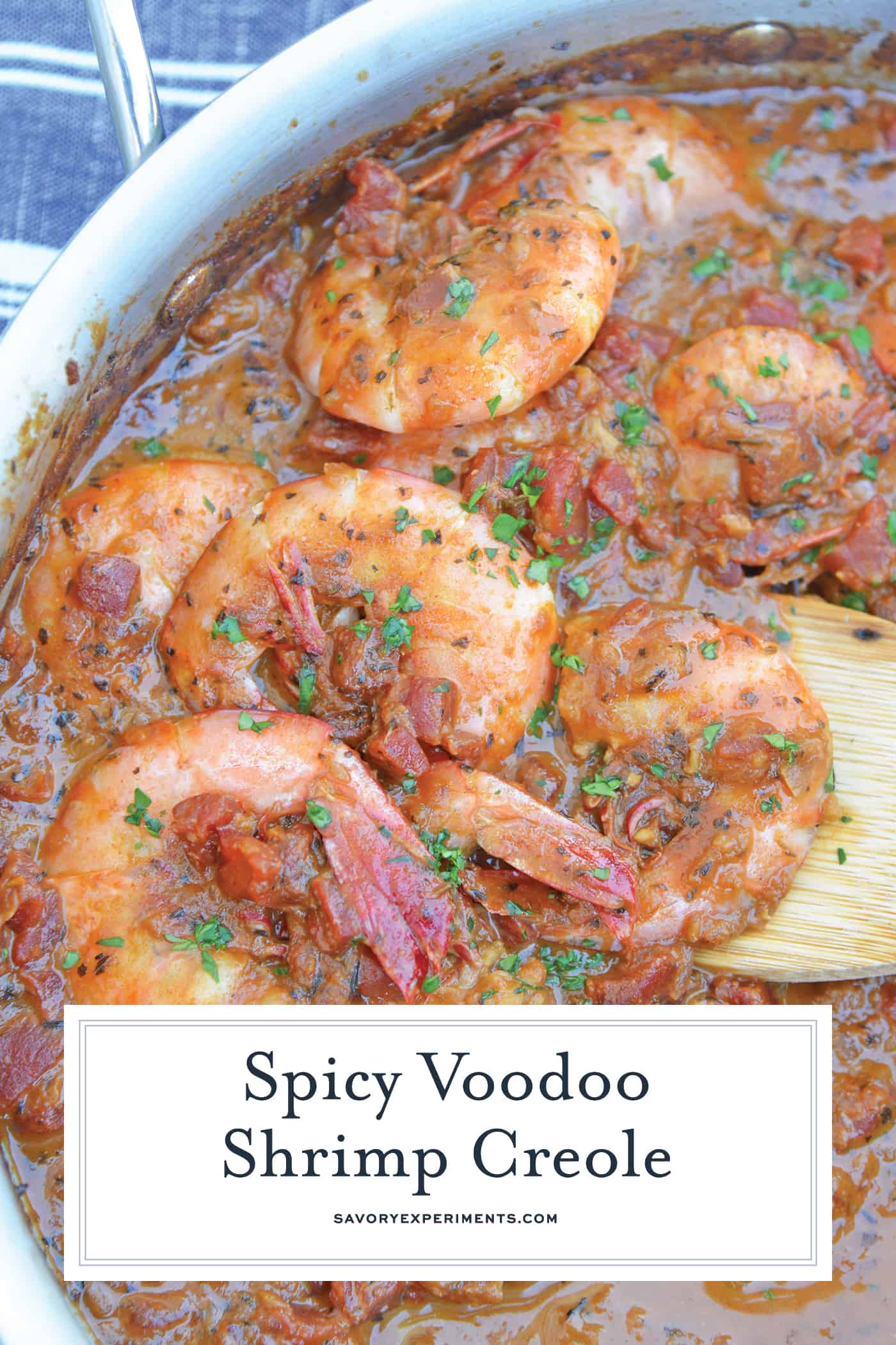 Voodoo Shrimp Creole is a tomato-based dish using shrimp and beer to make a sweet and spicy broth. Serve over rice or grits for a full meal. #voodooshrimp #shrimpcreole www.savoryexperiments.com