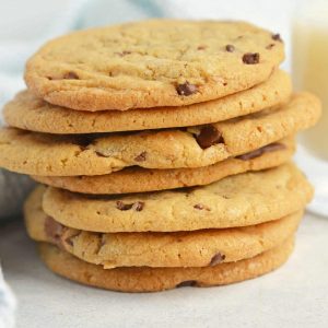 stack of soft chocolate chip cookies