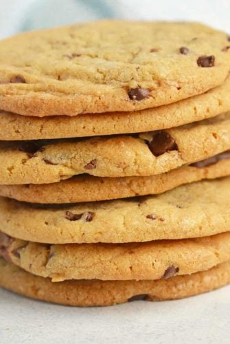 stack of soft chocolate chip cookies