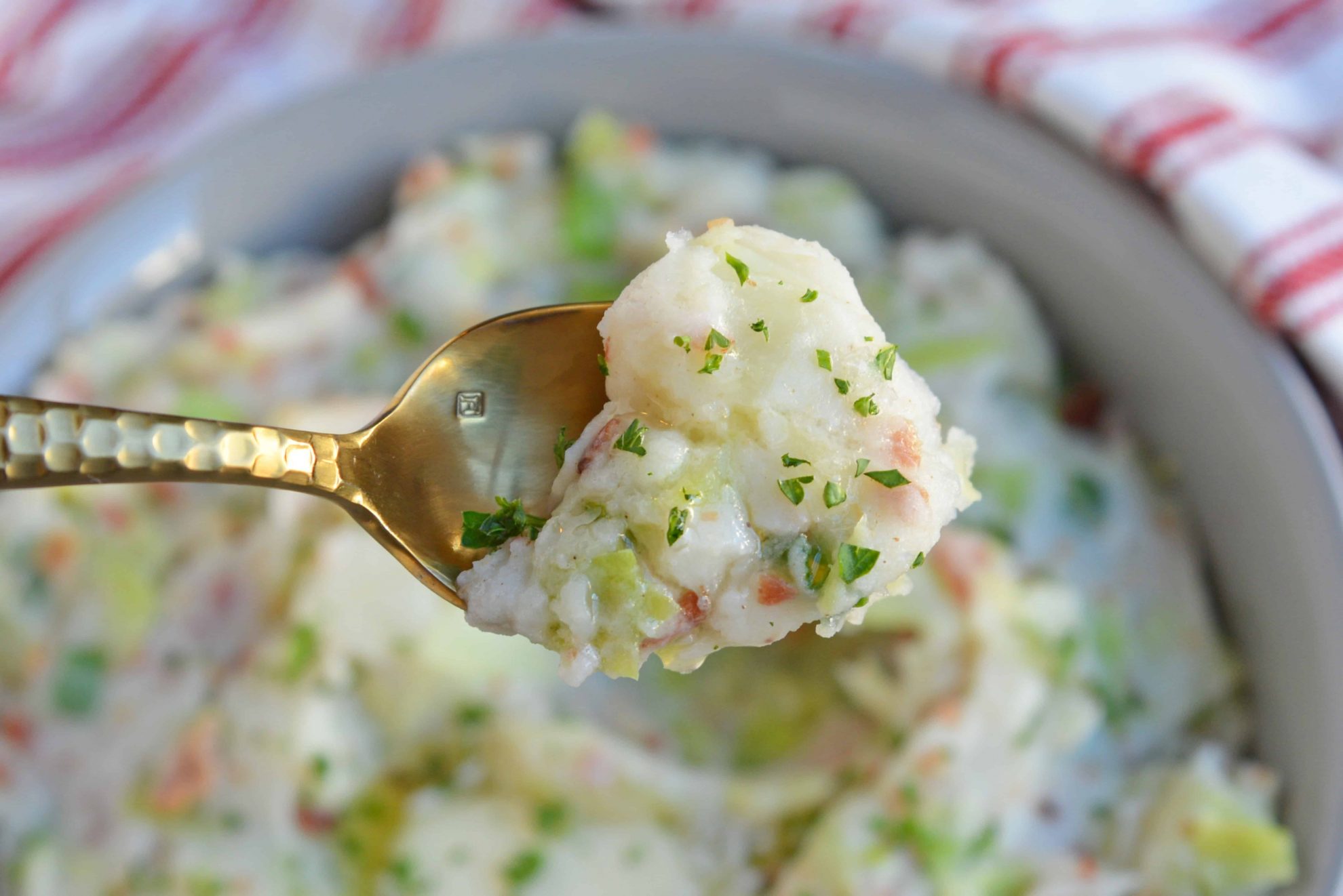 Gold spoon with colcannon