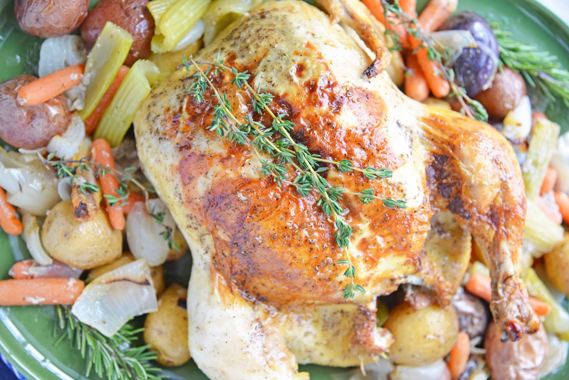 Oven roasted chicken with Thyme sprig