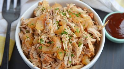 Shredded BBQ Chicken with caramelized onion