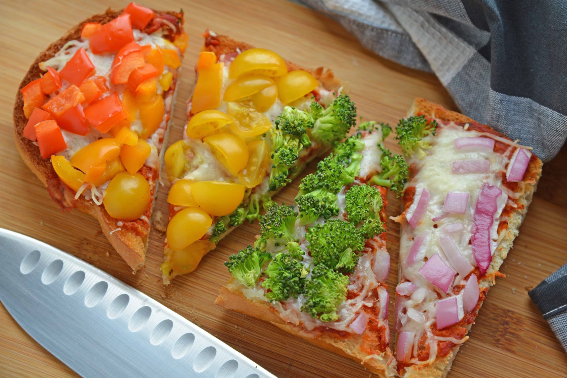 Rainbow Pizza Cut into pieces