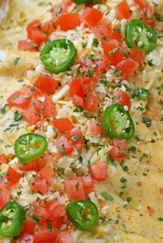 close up of cheesy chicken burritos