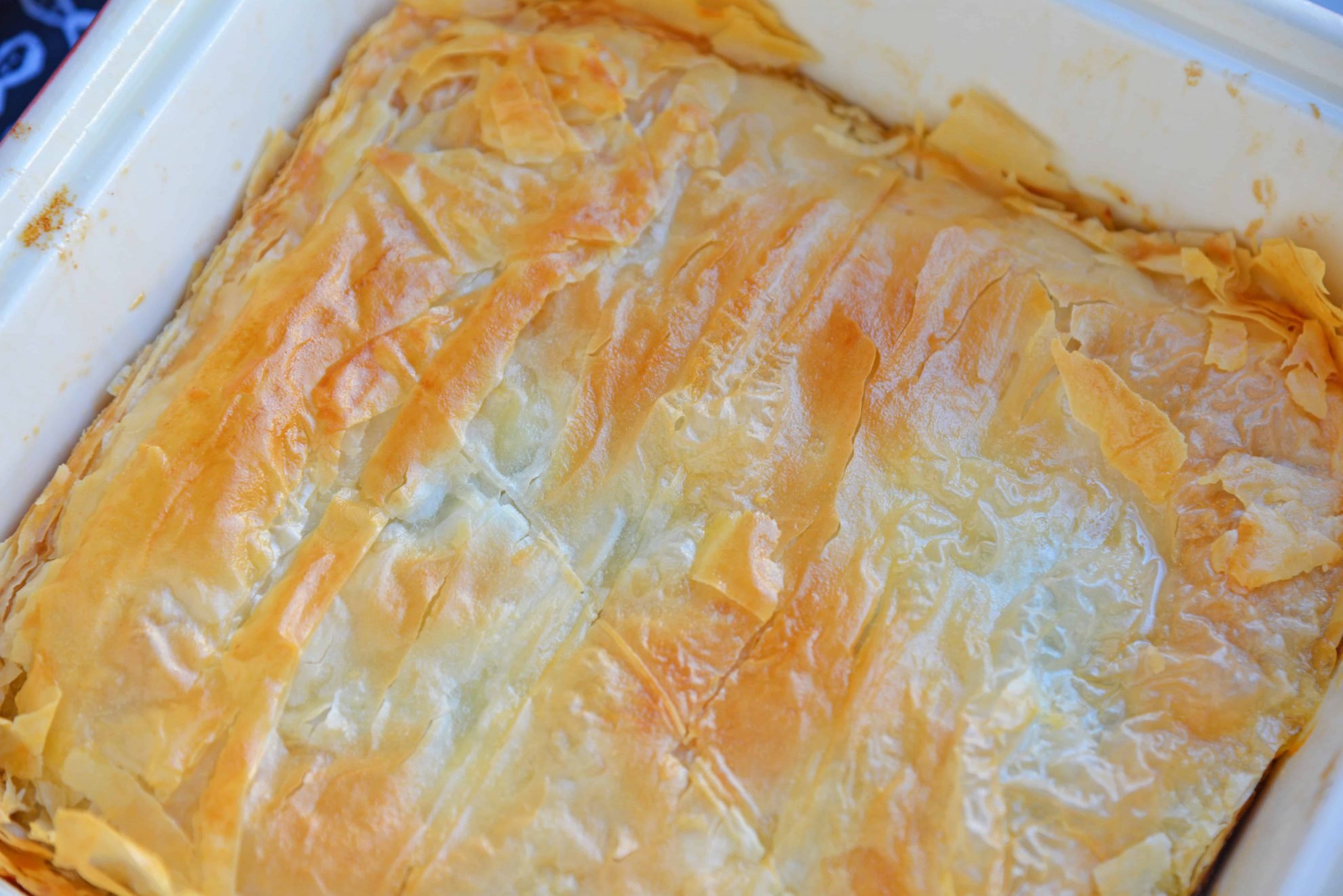 Flakey browned phyllo dough