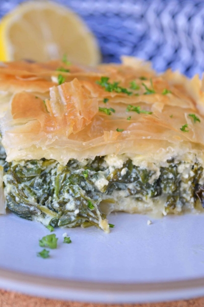 Cross Sectional view of spanakopita