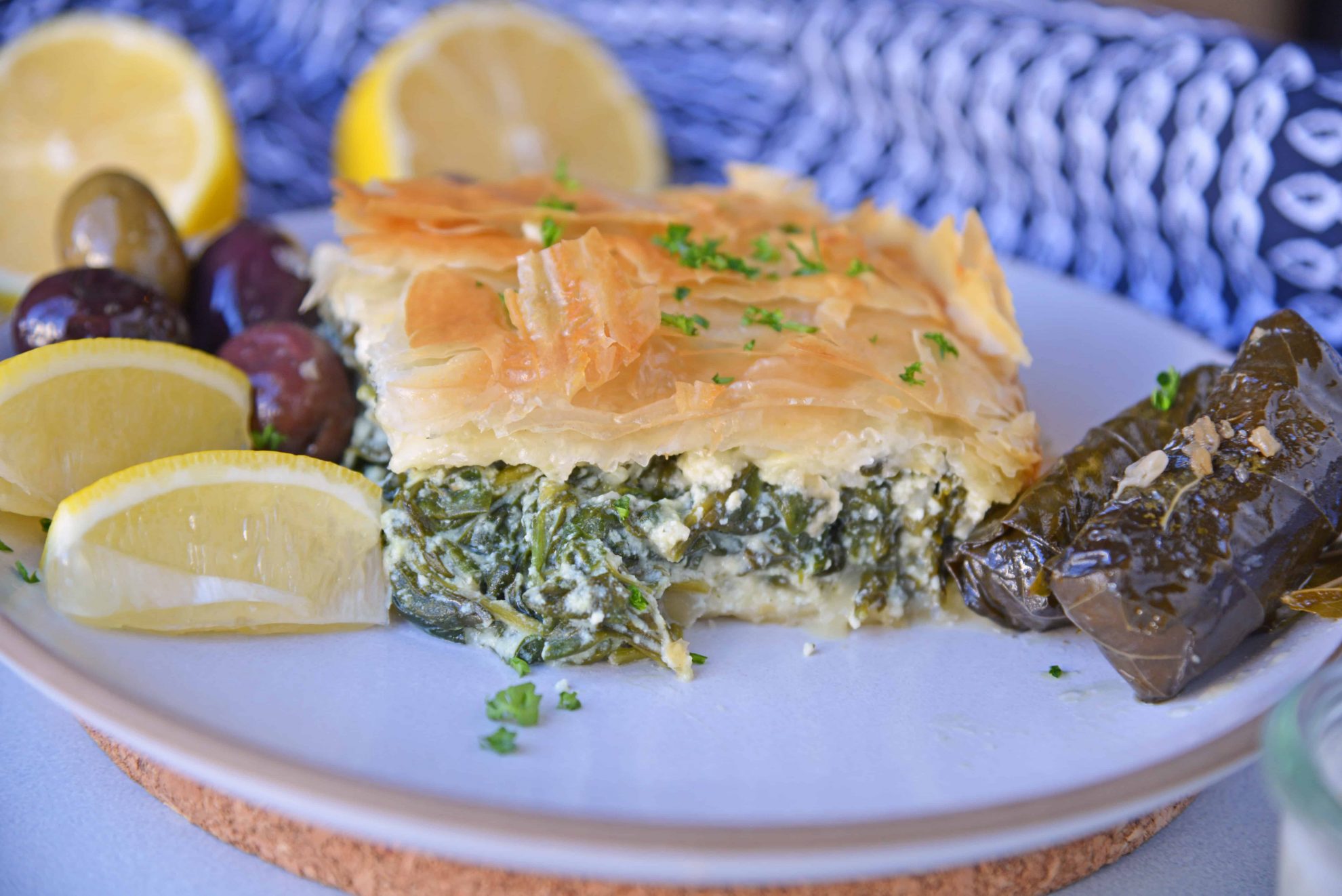 Cross Sectional view of spanakopita