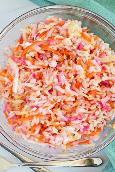 bowl of vinegar coleslaw