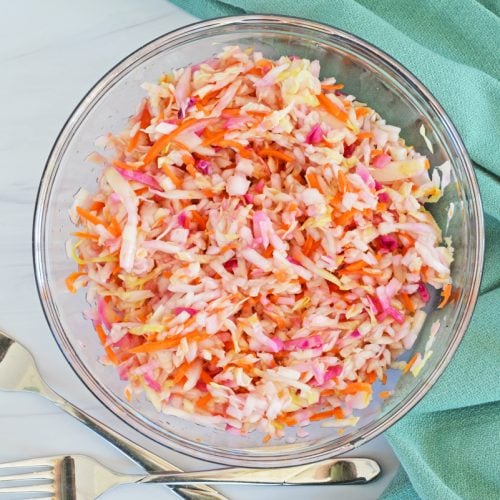 Vinegar Coleslaw (No Mayo!) Recipe 5 Ingredients + 5 Minutes!
