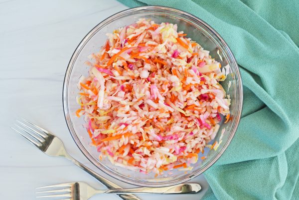bowl of vinegar coleslaw