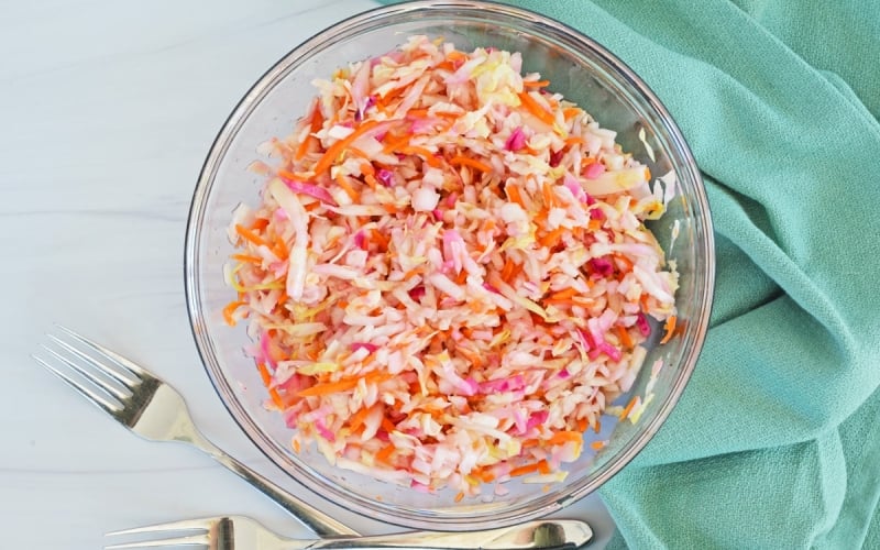 bowl of vinegar coleslaw