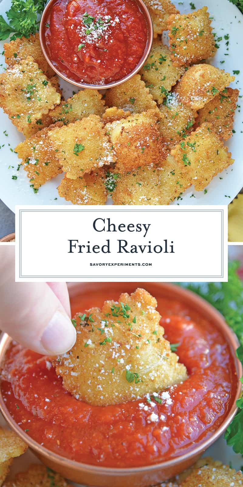 Fried Ravioli with Marinara Sauce for Pinterest