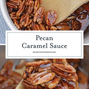 Caramel Pecan Sauce in saucepan