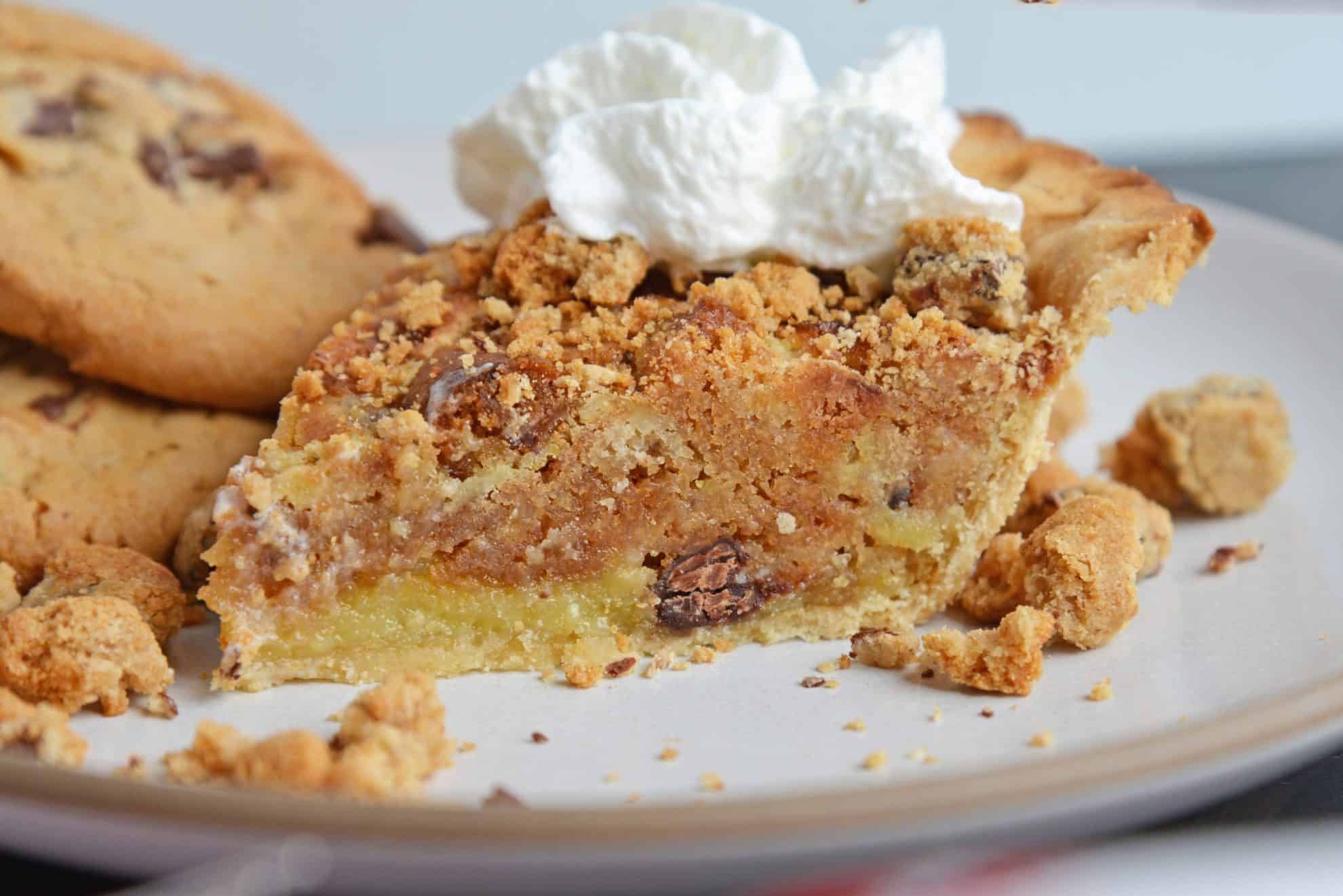 Side angle showing inside of chess pie slice