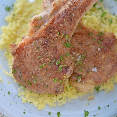 Close up of crusted lamb chops