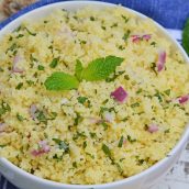Couscous with red onion and fresh mint