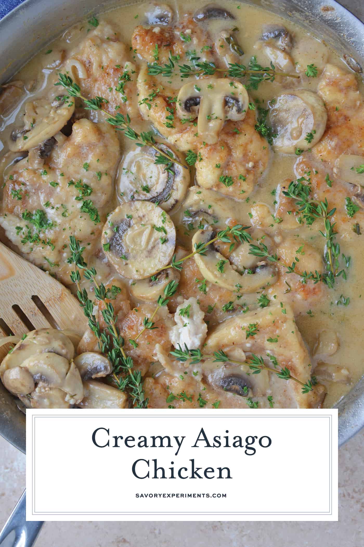 Asiago Chicken in Stainless Skillet