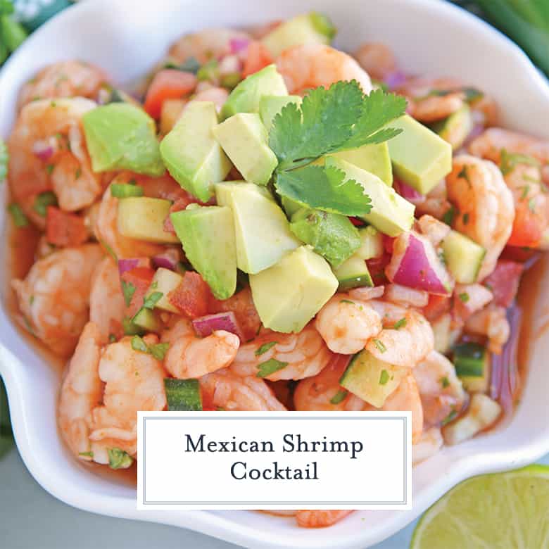 Close up of Mexican shrimp cocktail 