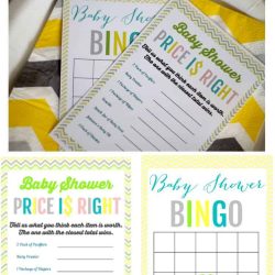 collage of baby shower games