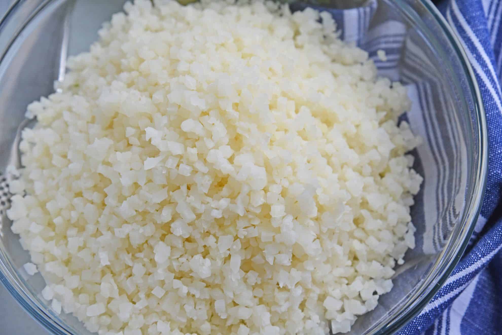 close up of riced cauliflower 